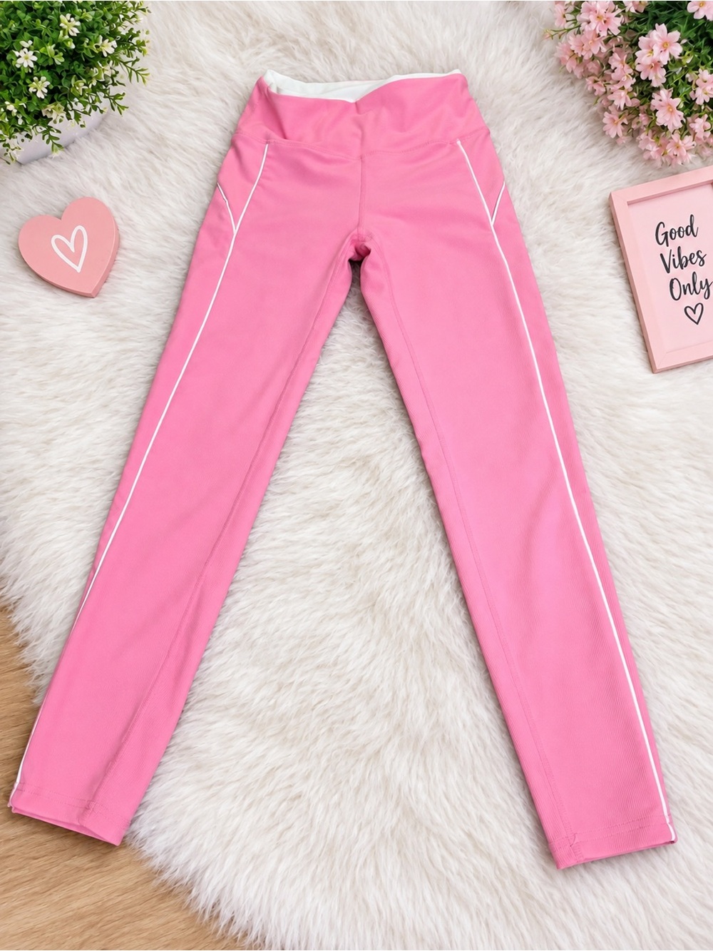 Willow Pink Leggings with White Side Piping